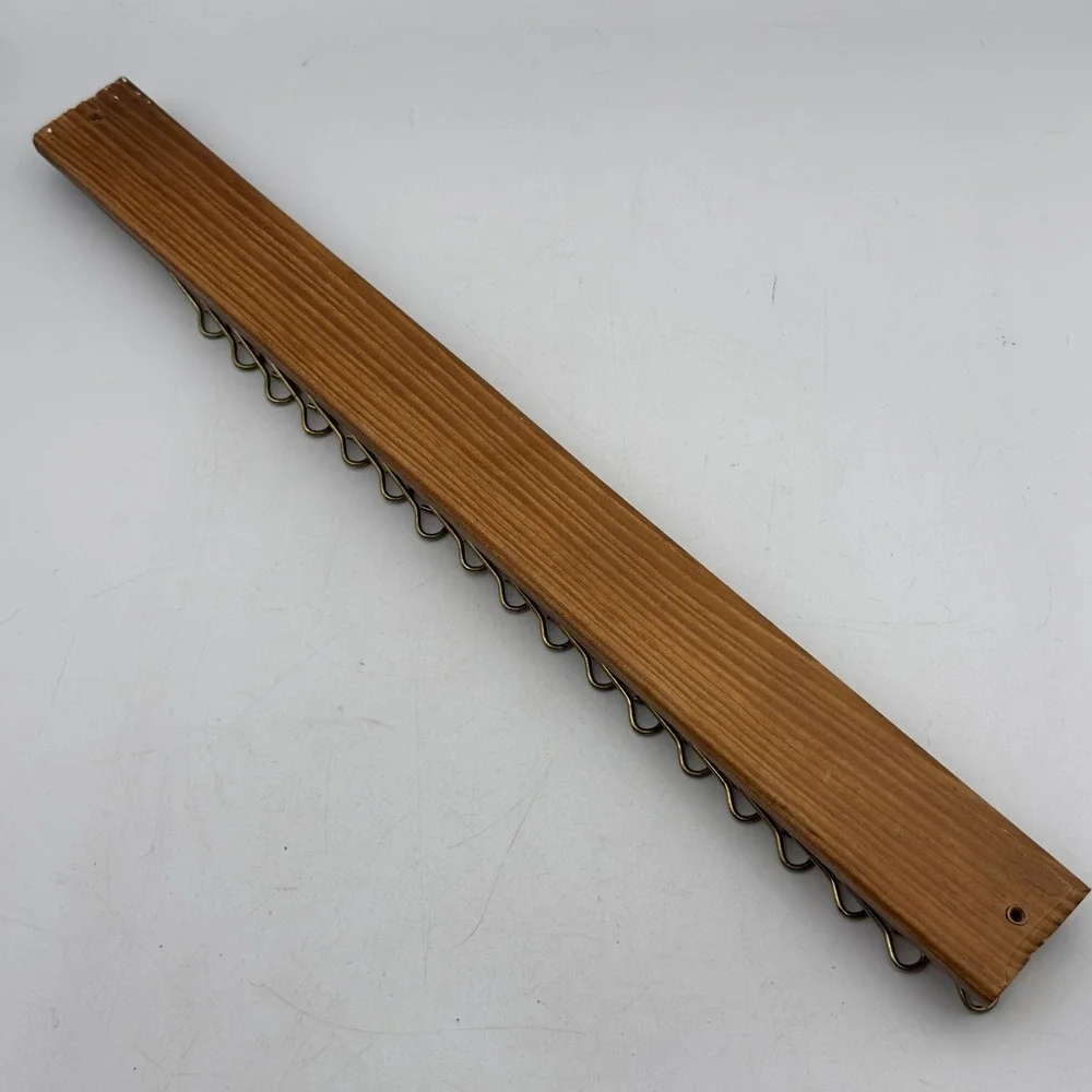 Vintage Wood and Brass Wall Mounted Tie Belt Rack 36 Hook Closet Organizer 19in